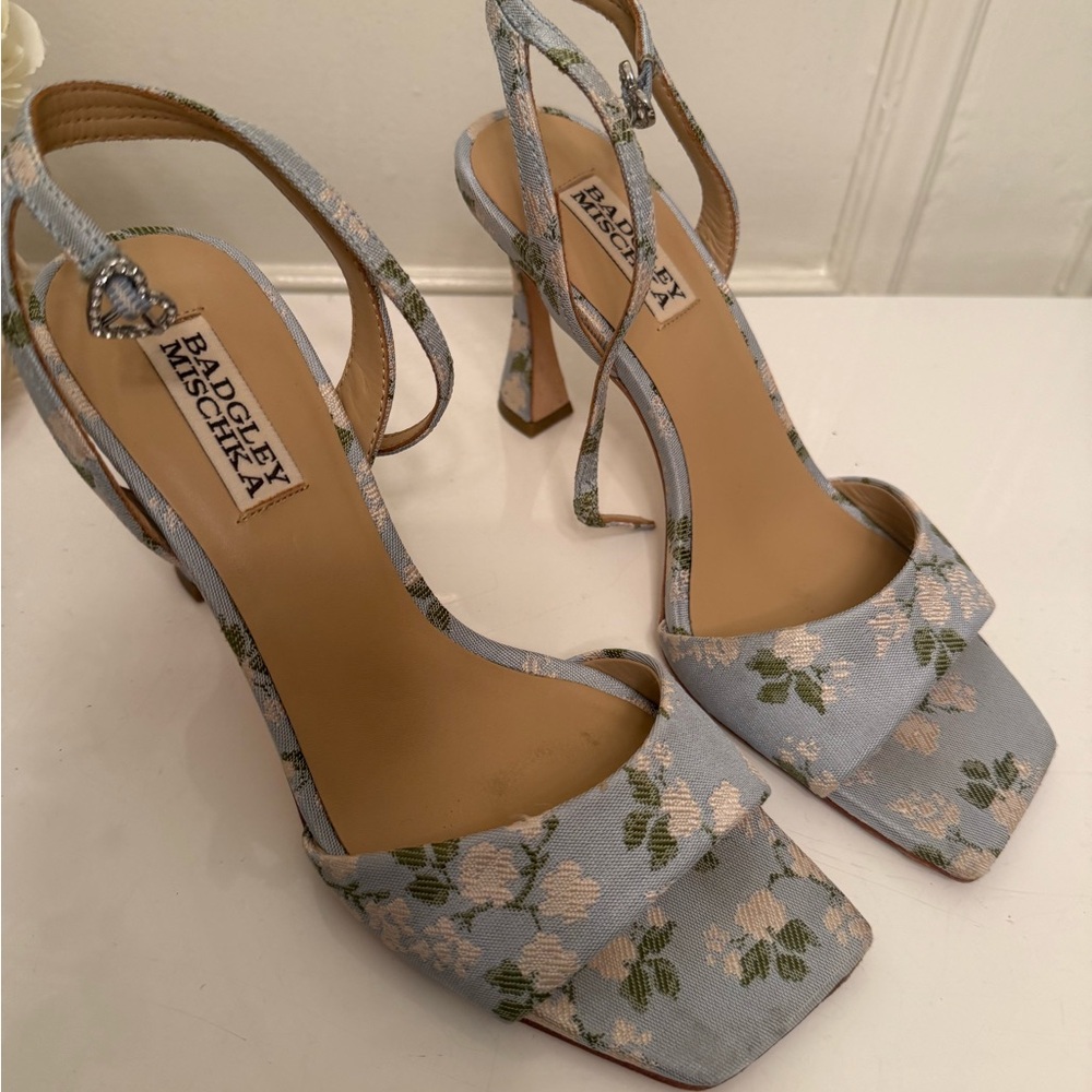 Badgley Mischka Light Blue Floral Heels